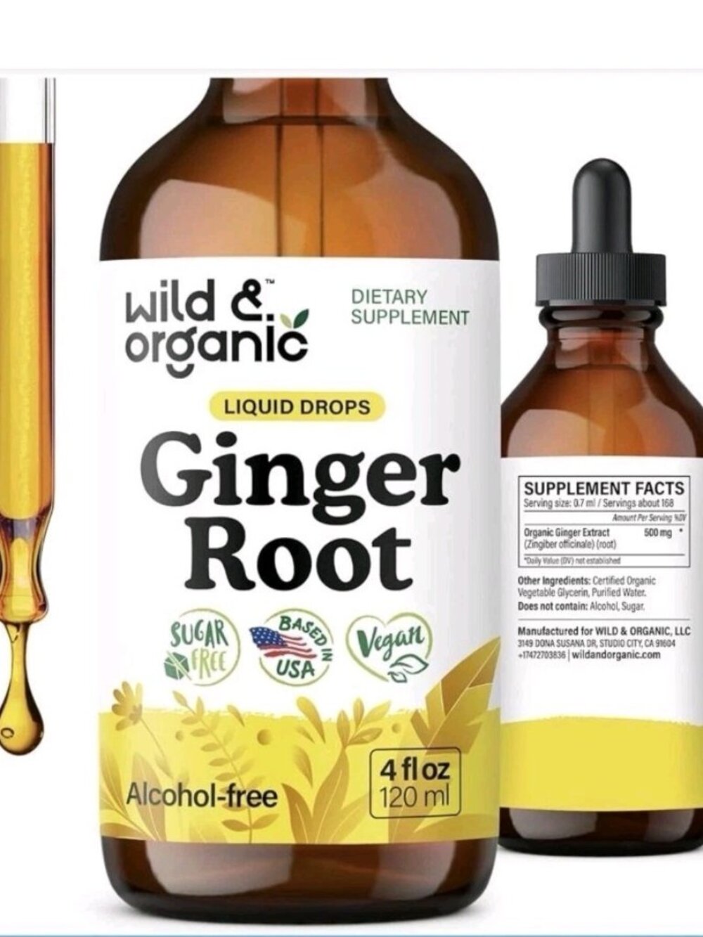 Organic Ginger Root Extract Drops - Immune & Digestive Support - 4oz Natural Rem